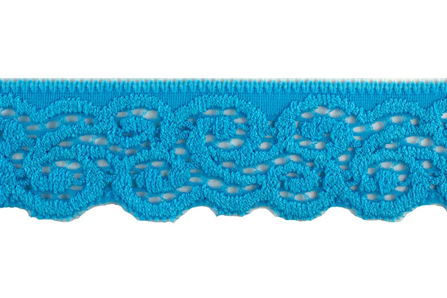 1 1/4" Blue Arabesque Stretch Edging Lace