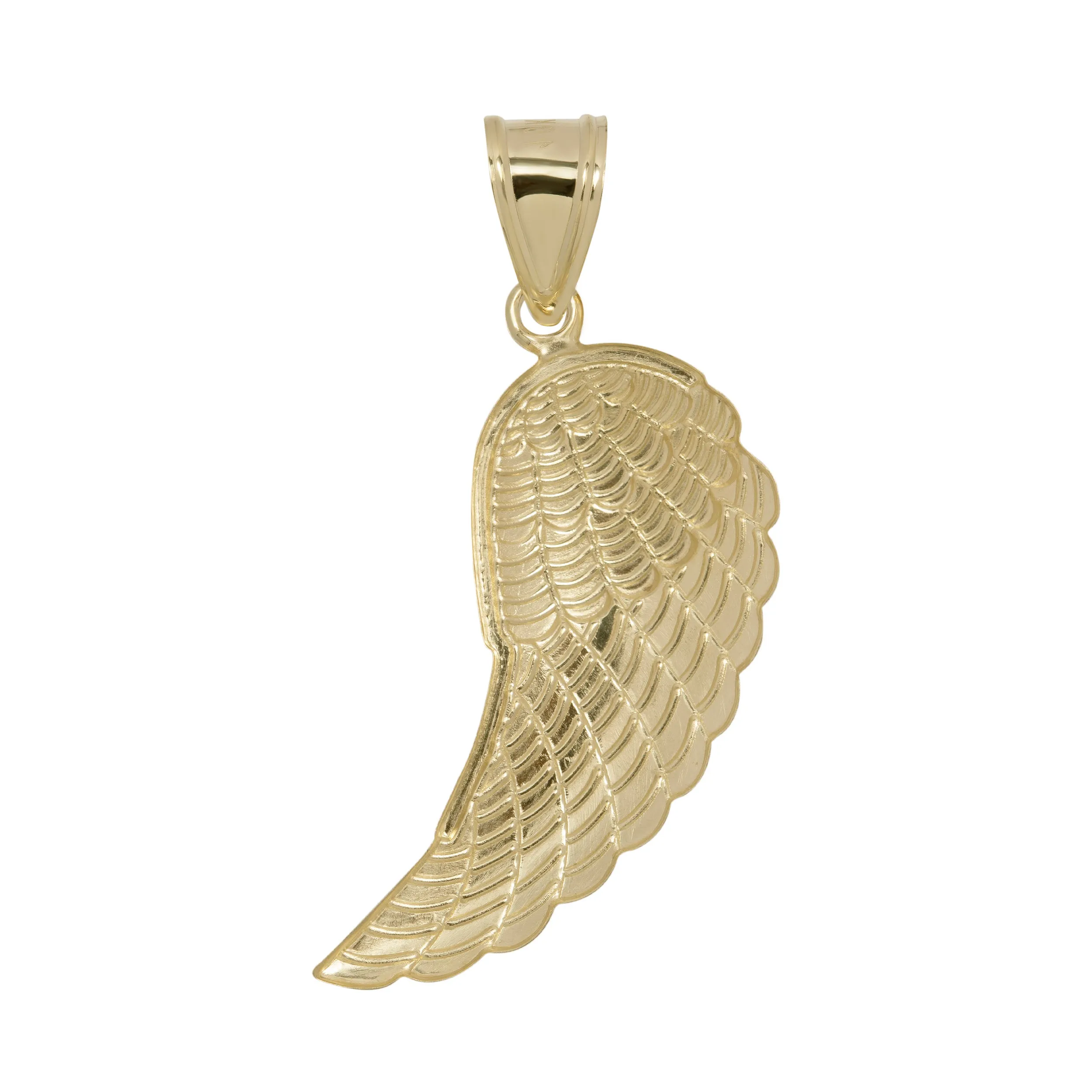 1 3/4" Diamond-Cut Angel Wing Pendant 10K Yellow Gold