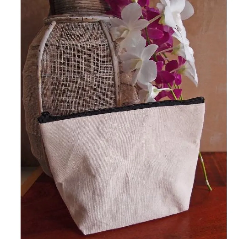 10" Canvas Large Makeup Bag, Pouch Purse Cosmetic Organizer