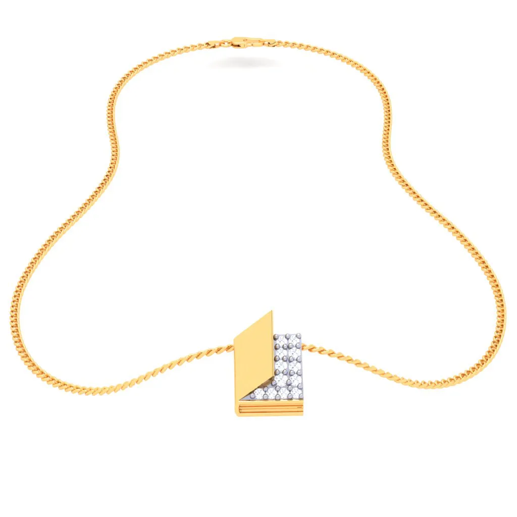 18k Open Book-shaped Gold & Diamond Pendant From P.c Chandra Jewellers