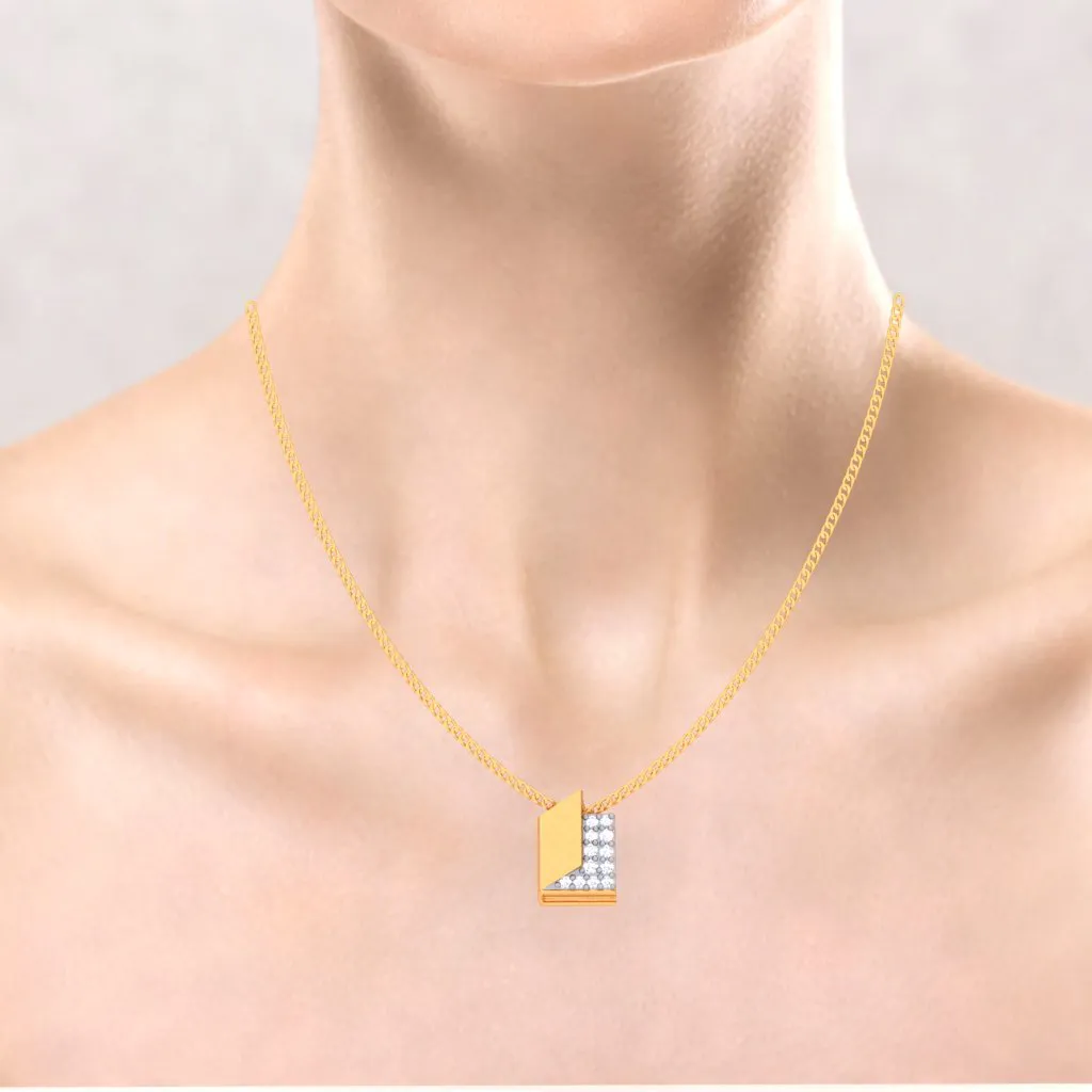 18k Open Book-shaped Gold & Diamond Pendant From P.c Chandra Jewellers