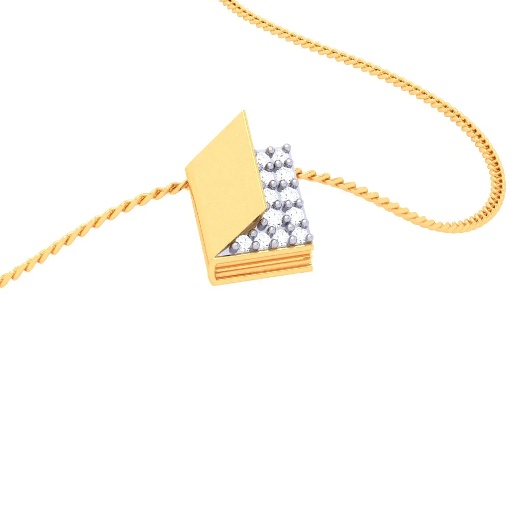 18k Open Book-shaped Gold & Diamond Pendant From P.c Chandra Jewellers