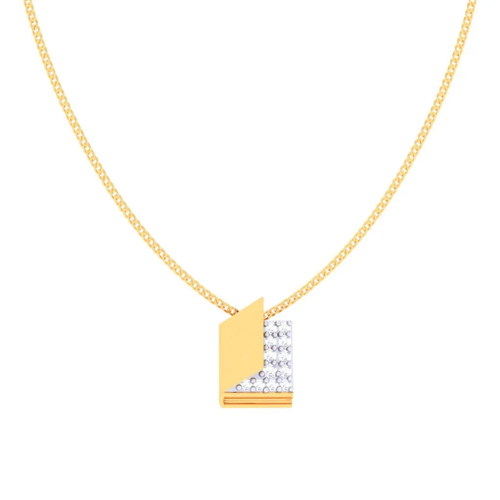 18k Open Book-shaped Gold & Diamond Pendant From P.c Chandra Jewellers