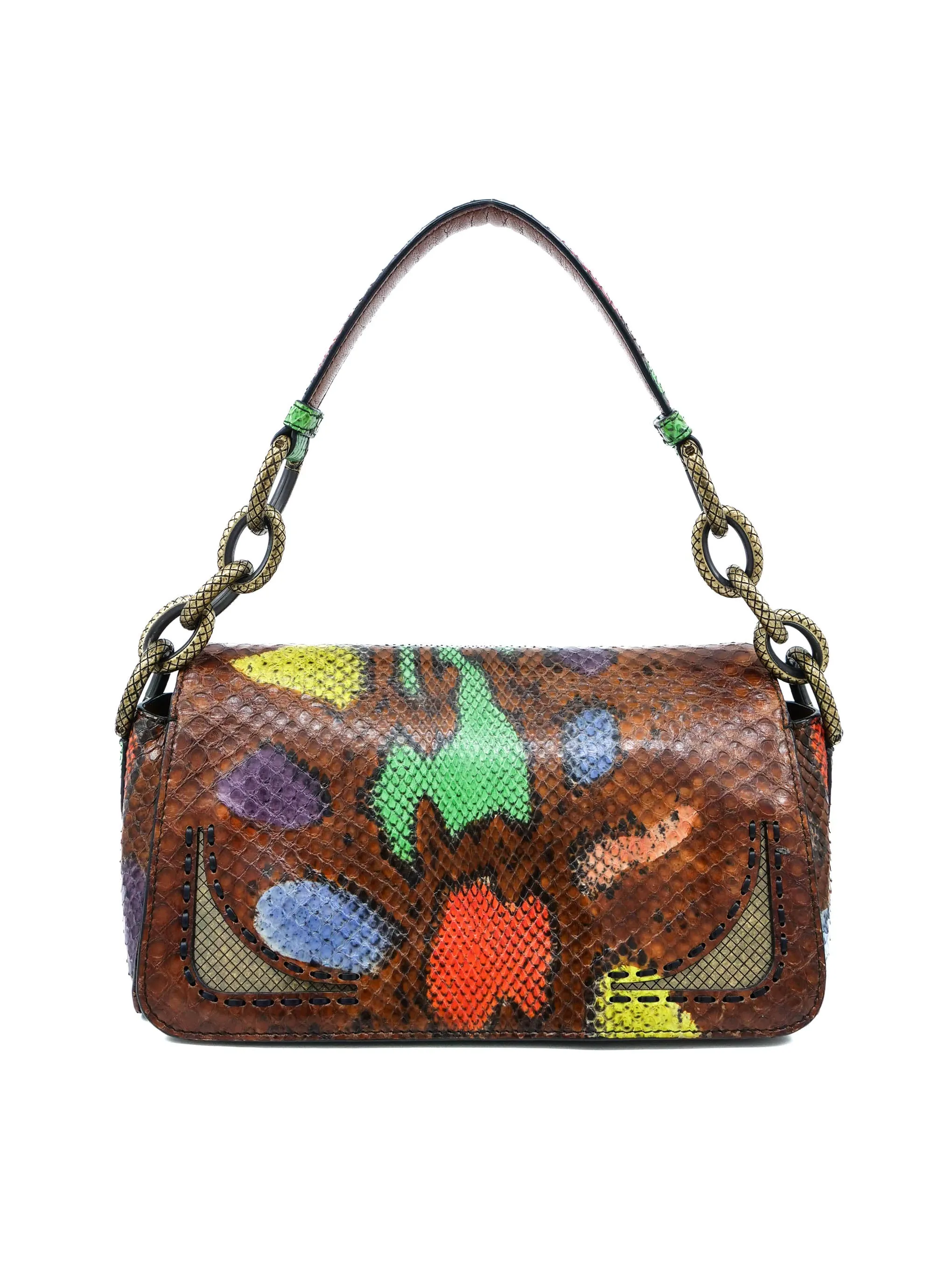 2017 Bottega Veneta Multicolor Snakeskin Chain Bag