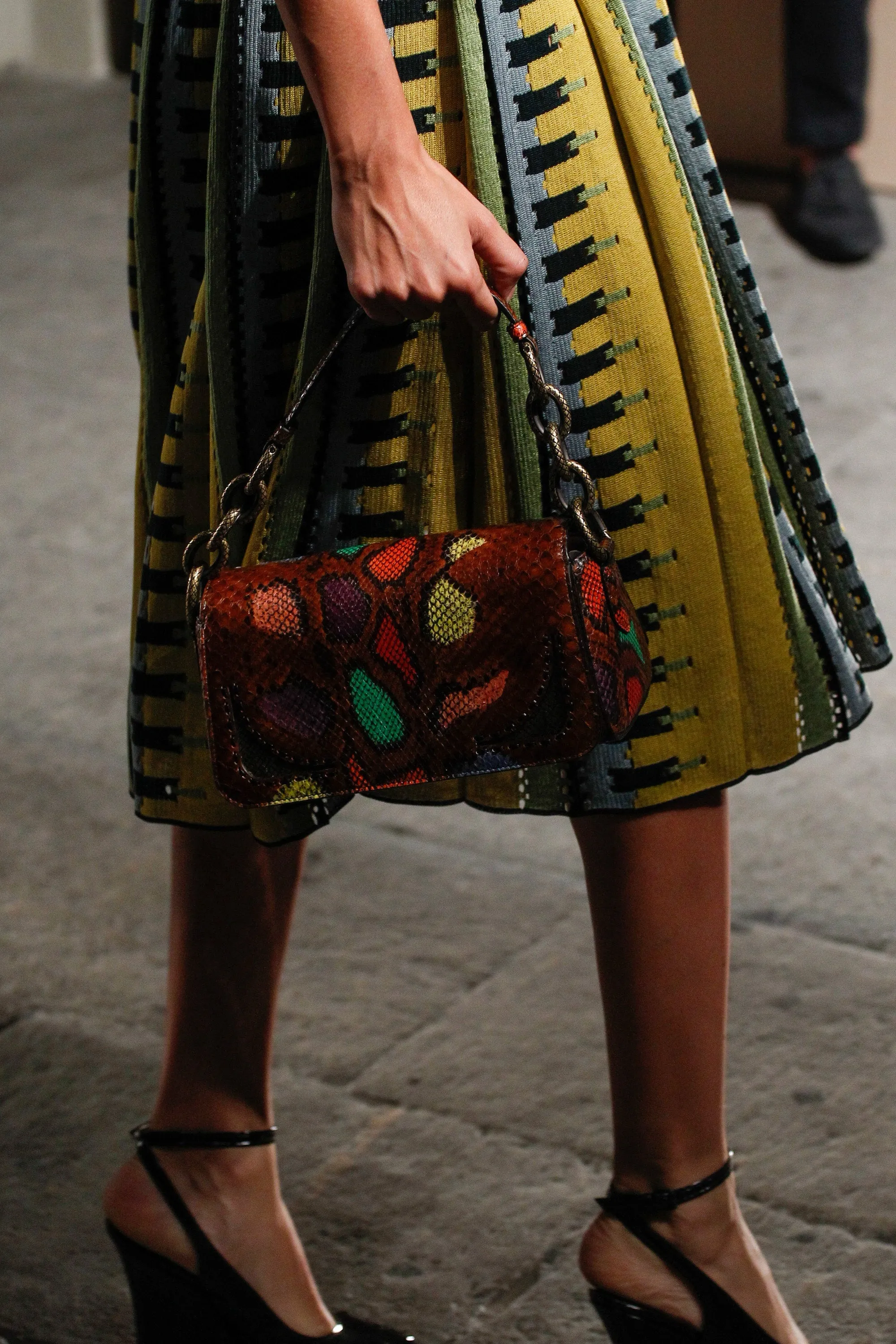 2017 Bottega Veneta Multicolor Snakeskin Chain Bag