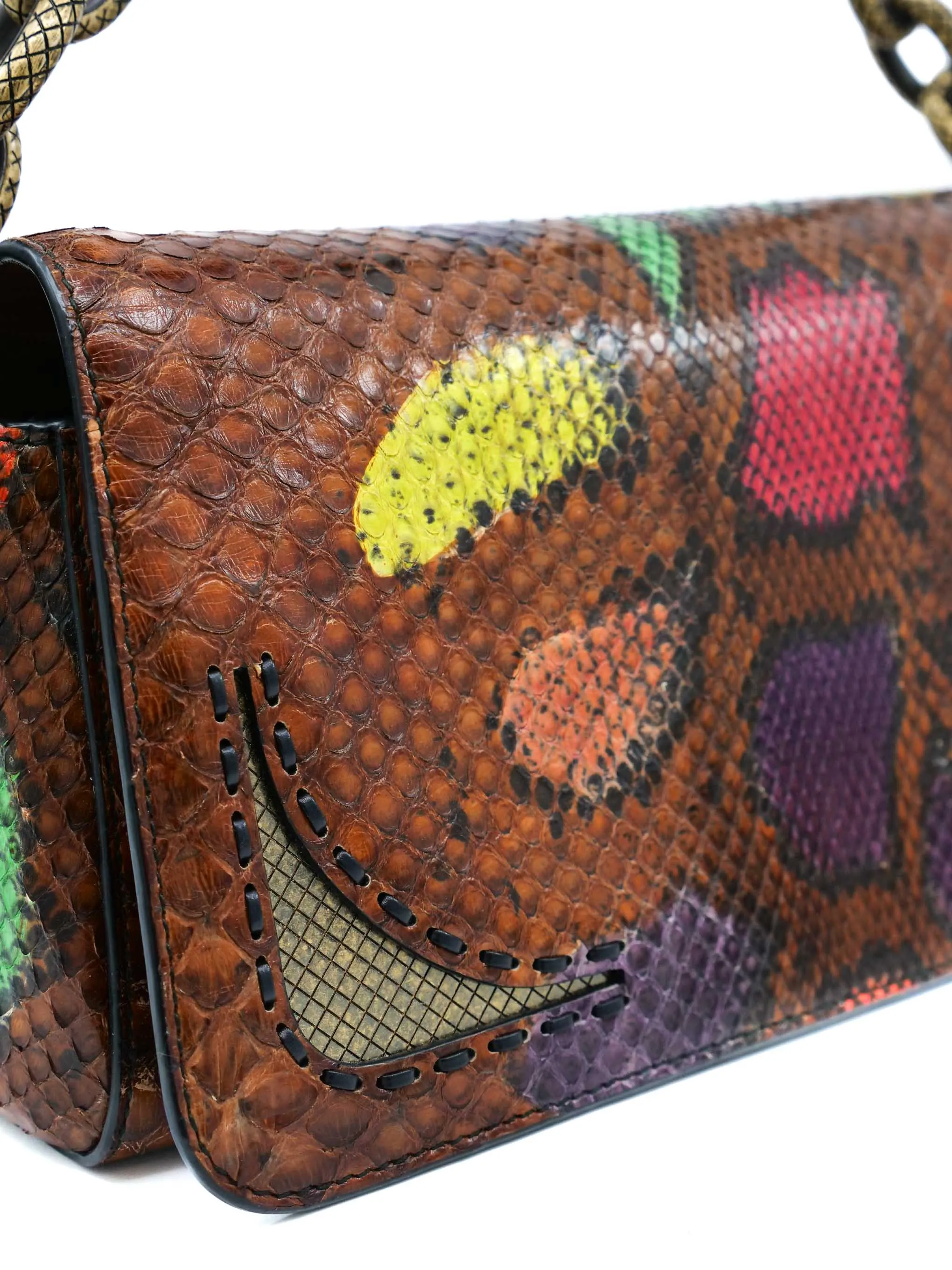 2017 Bottega Veneta Multicolor Snakeskin Chain Bag
