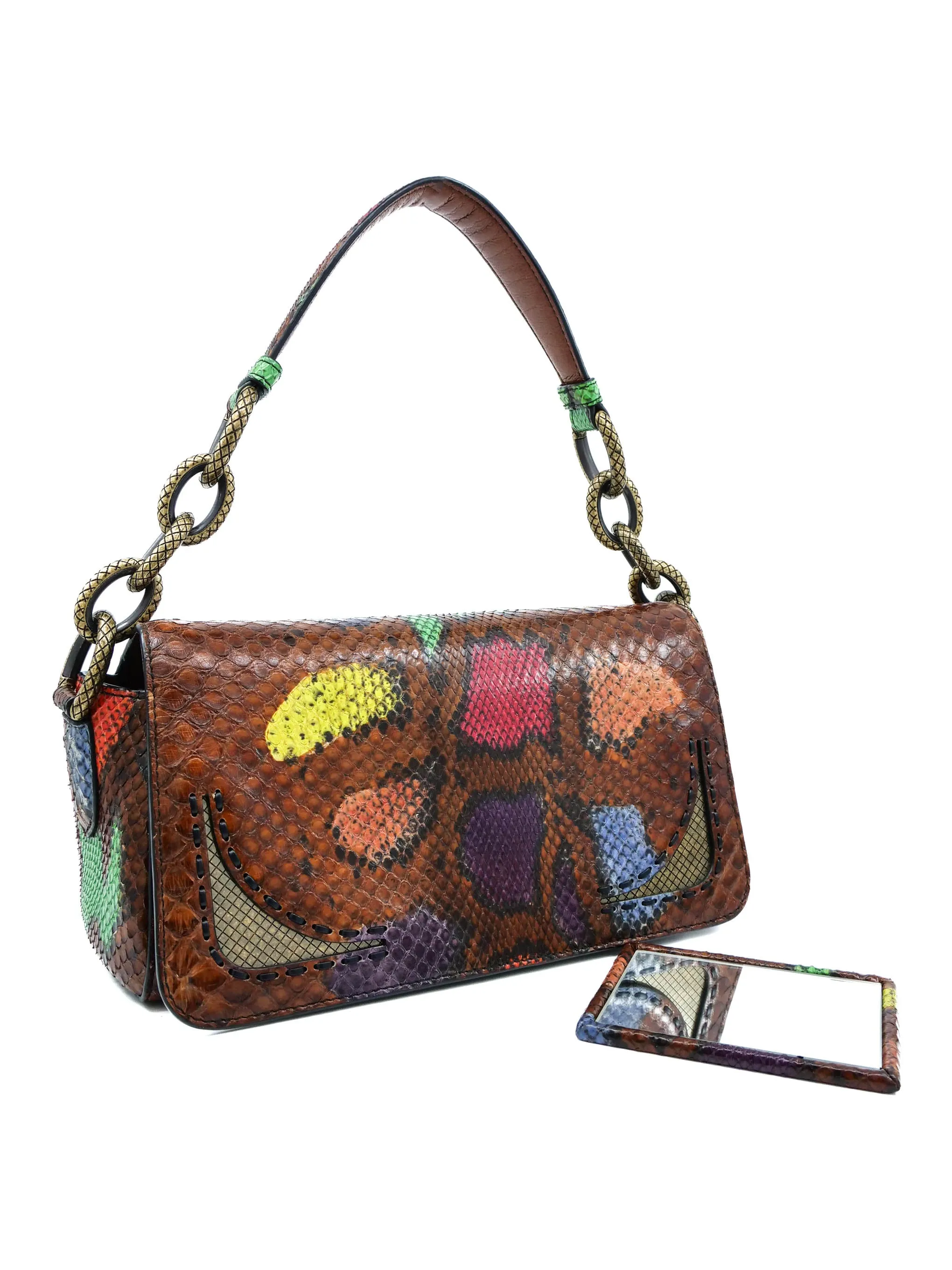 2017 Bottega Veneta Multicolor Snakeskin Chain Bag