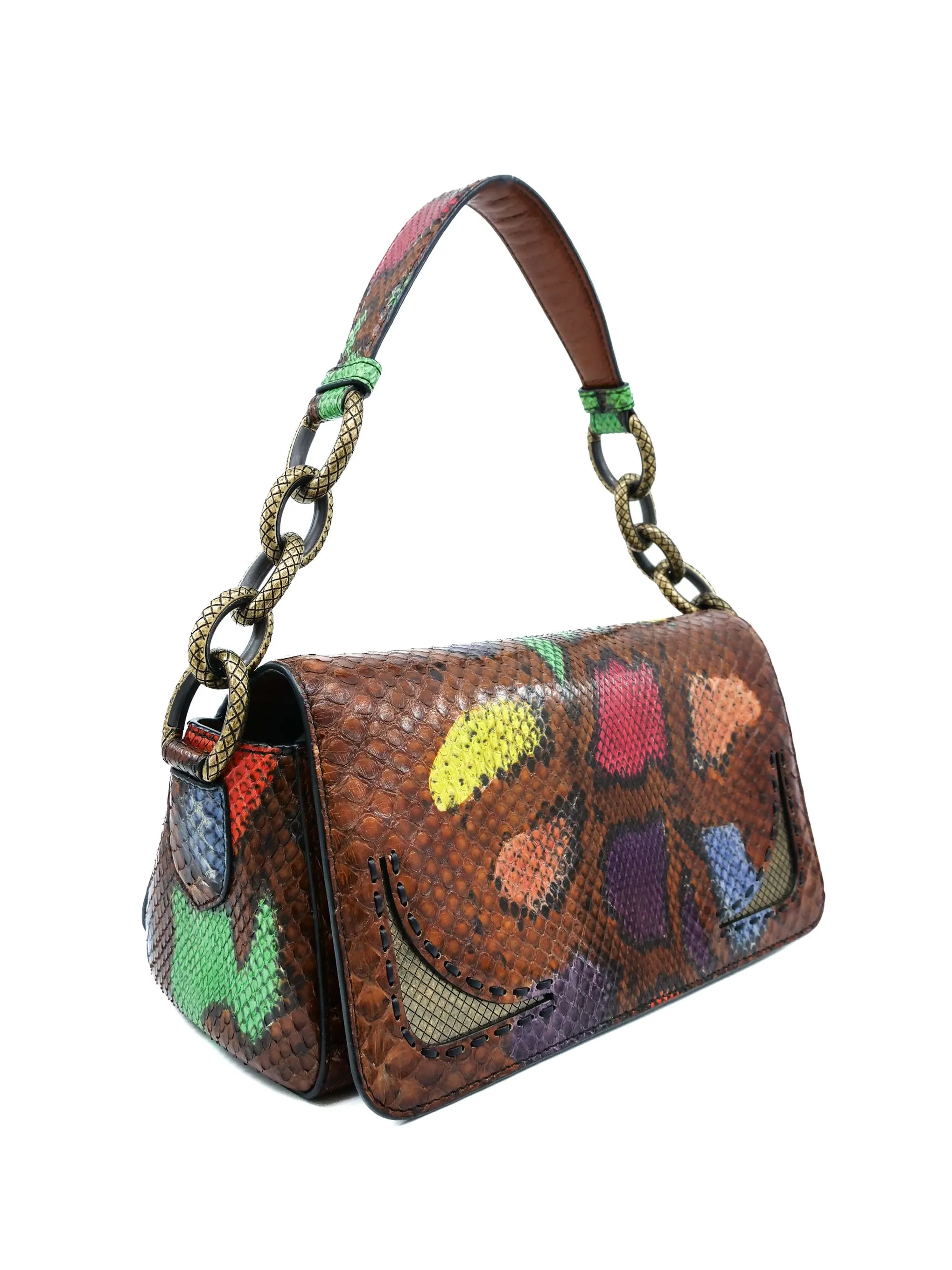 2017 Bottega Veneta Multicolor Snakeskin Chain Bag
