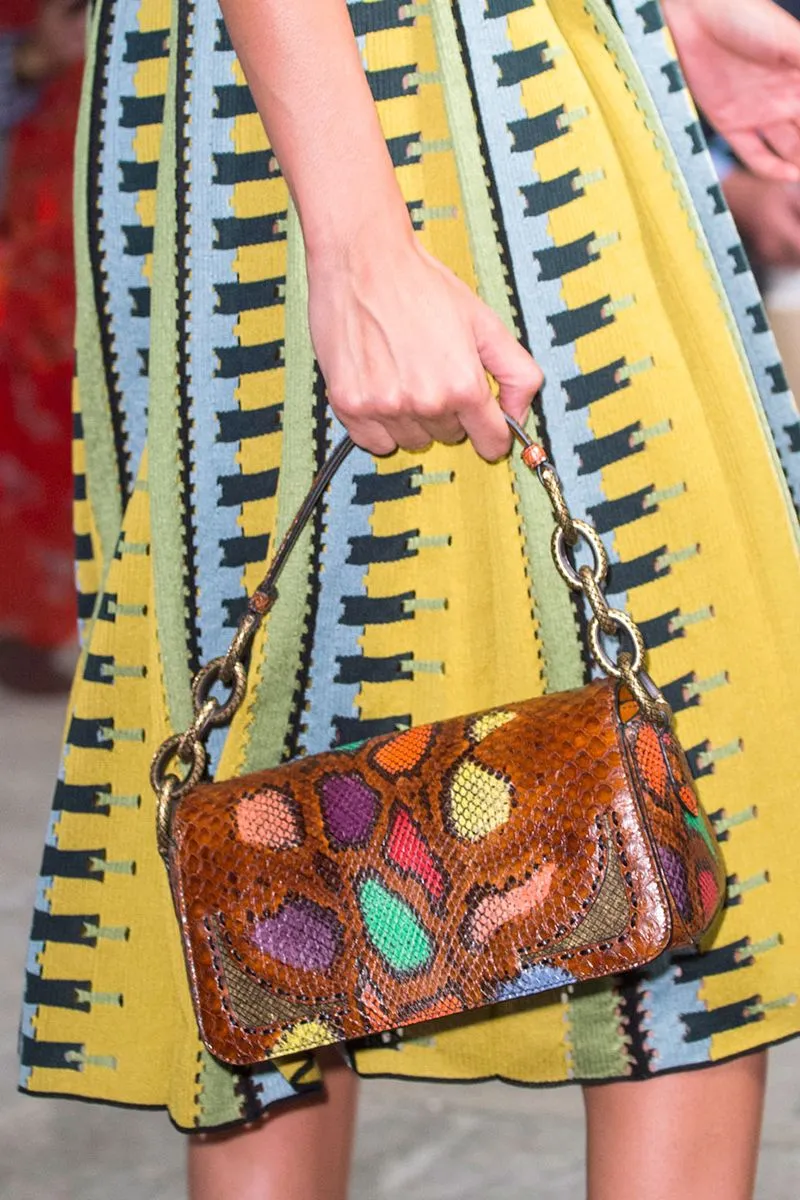 2017 Bottega Veneta Multicolor Snakeskin Chain Bag