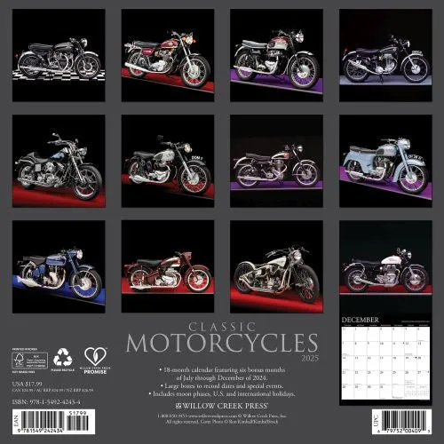 2025 Classic Motorcycles Wall Calendar