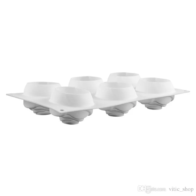 3D 6 Cavity Rose Shape Mold Mousse Cake Molds Rose Silicone Mold for Cake French Cupcake Dessert