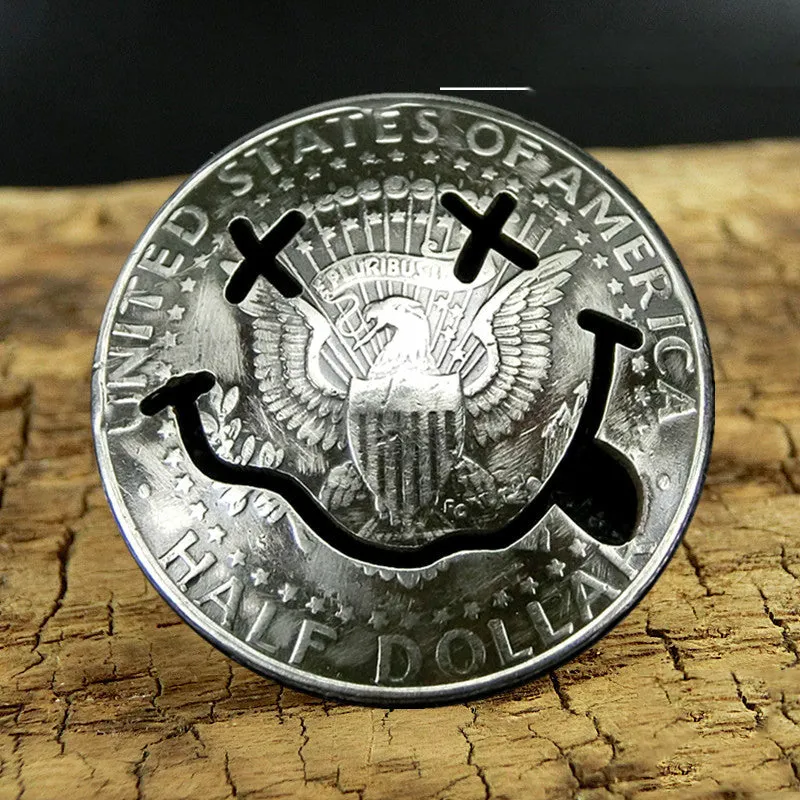 50 Cents Wallet Conchos Coin Emoji Smiling Conchos Button Conchos Screw Back Decorate Concho Emoji Coin Cent Biker Wallet Concho Wallet Conchos