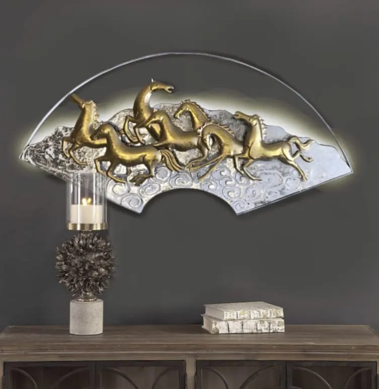 7 Horse Metal Wall Décor Exclusive Artistic Modern Craftsmanship By Tamrapatra