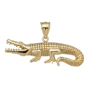Alligator Crocodile Pendant 10K Yellow Gold