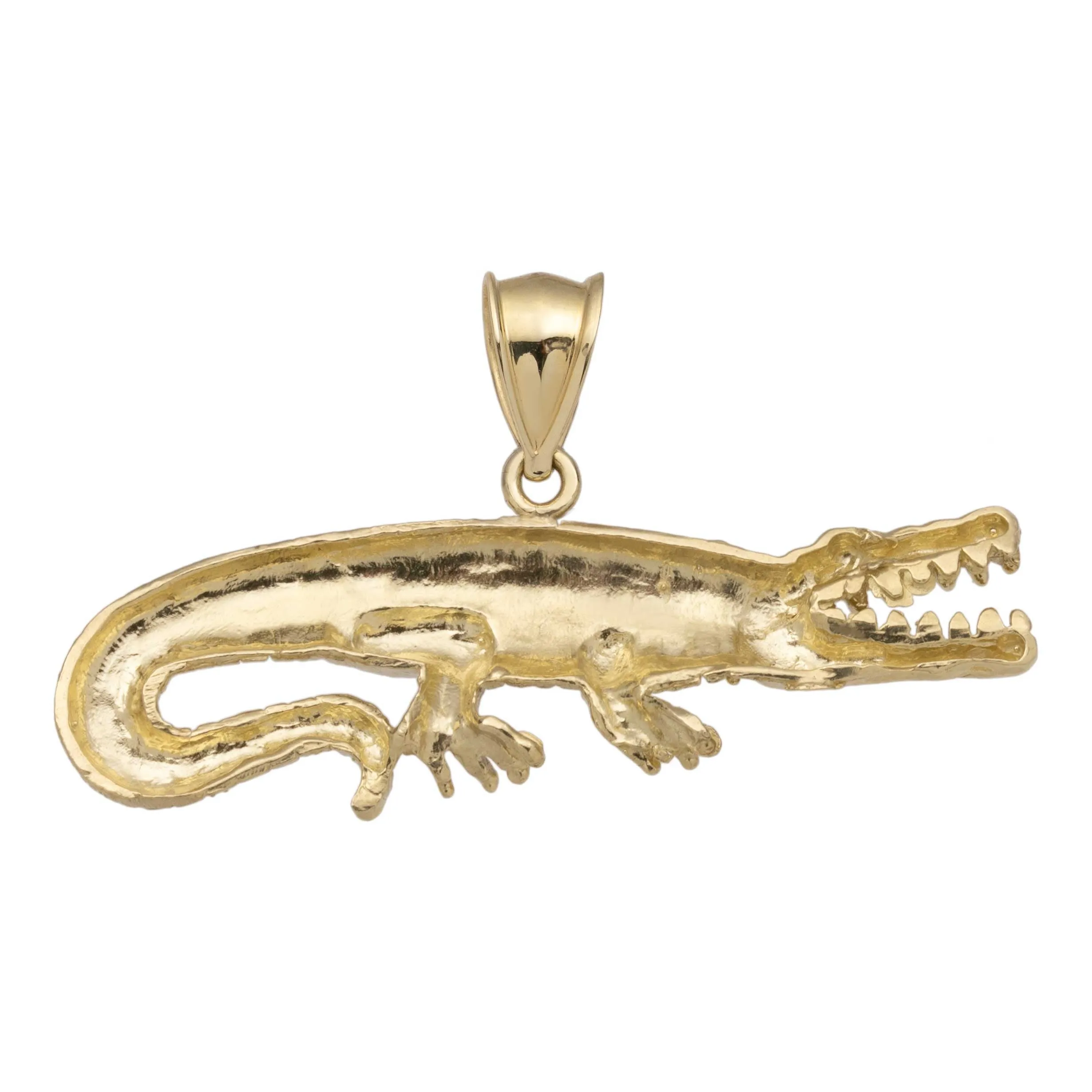 Alligator Crocodile Pendant 10K Yellow Gold