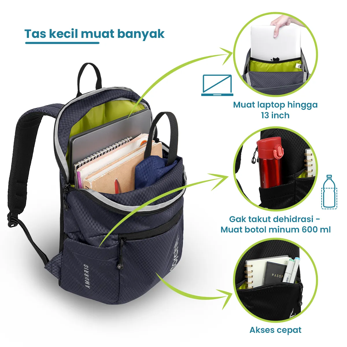 Amurio Tas Ransel Sekolah Torch 19L