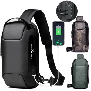 Anti Theft Sling Bag Chest Bag Crossbody Backpack w/ USB Charge Port