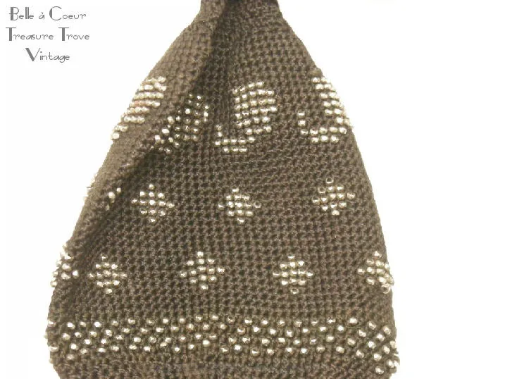 Antique Victorian Crocheted Black Misers Purse with Cut Steel Beads