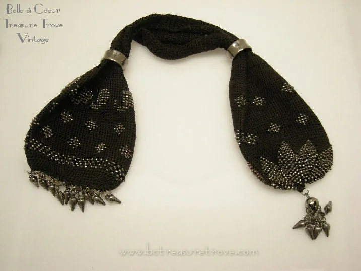 Antique Victorian Crocheted Black Misers Purse with Cut Steel Beads
