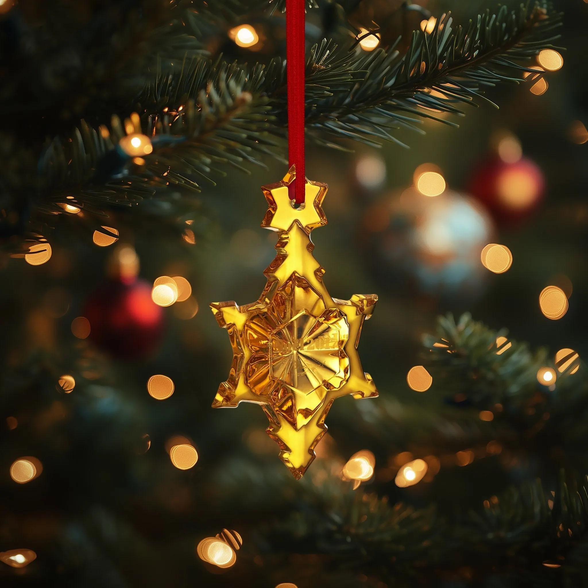 Baccarat Crystal Noel 2017 Annual Gold Snowflake Ornament 2811538