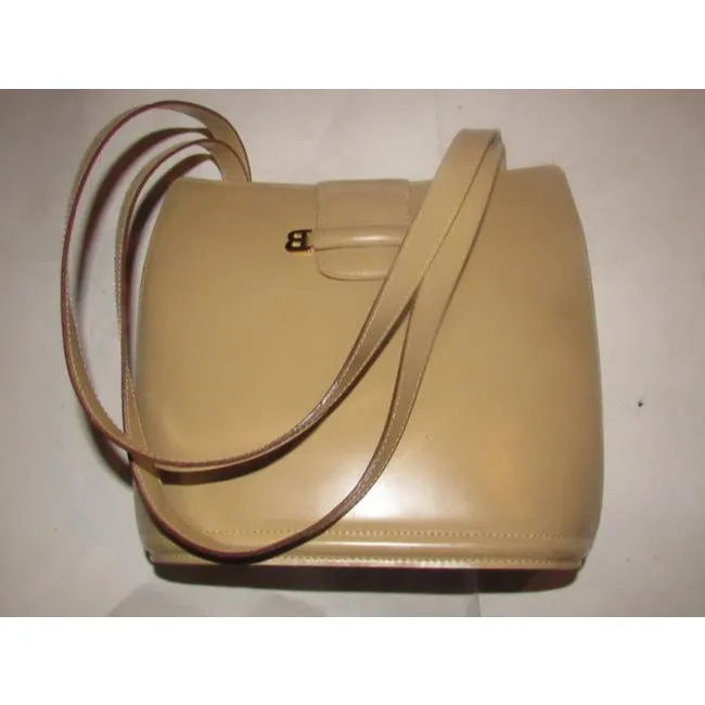 Bally Bucket Bag Xl Handle Two Strap With Double B Logo Accent Beigetan Leather Satchel