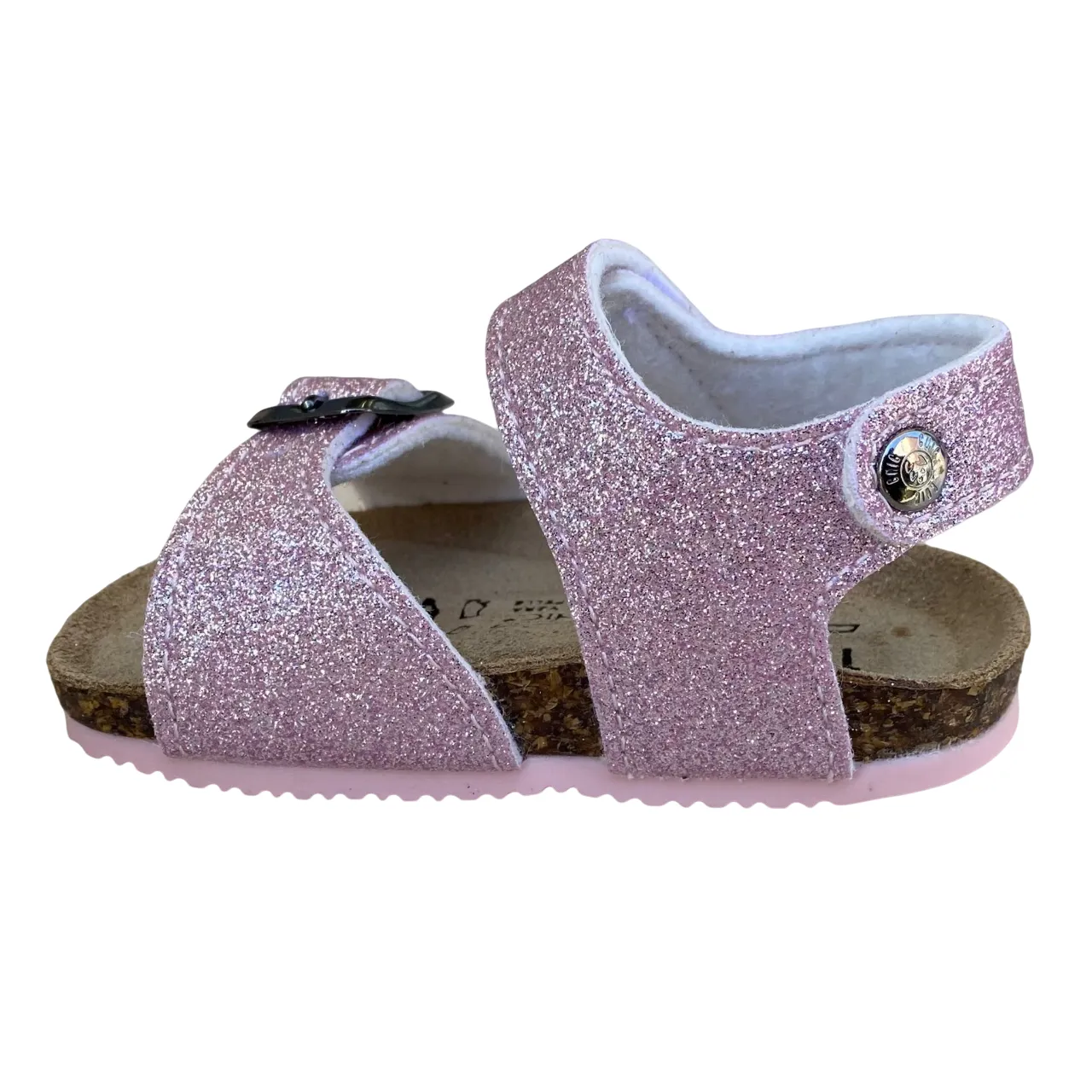 Biochic sandalo glitterato da bambina con fibbia regolabile e fascia con velcro BC55475K cipria
