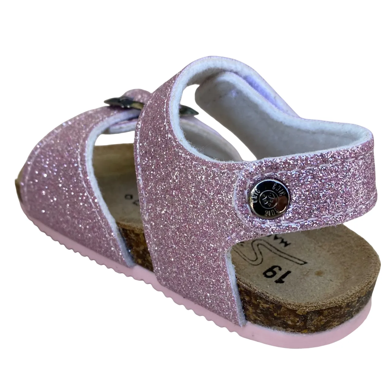 Biochic sandalo glitterato da bambina con fibbia regolabile e fascia con velcro BC55475K cipria