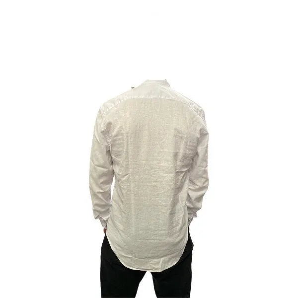 Bomboogie Camicia in lino collo coreana SM 6401 T LITP 00 white