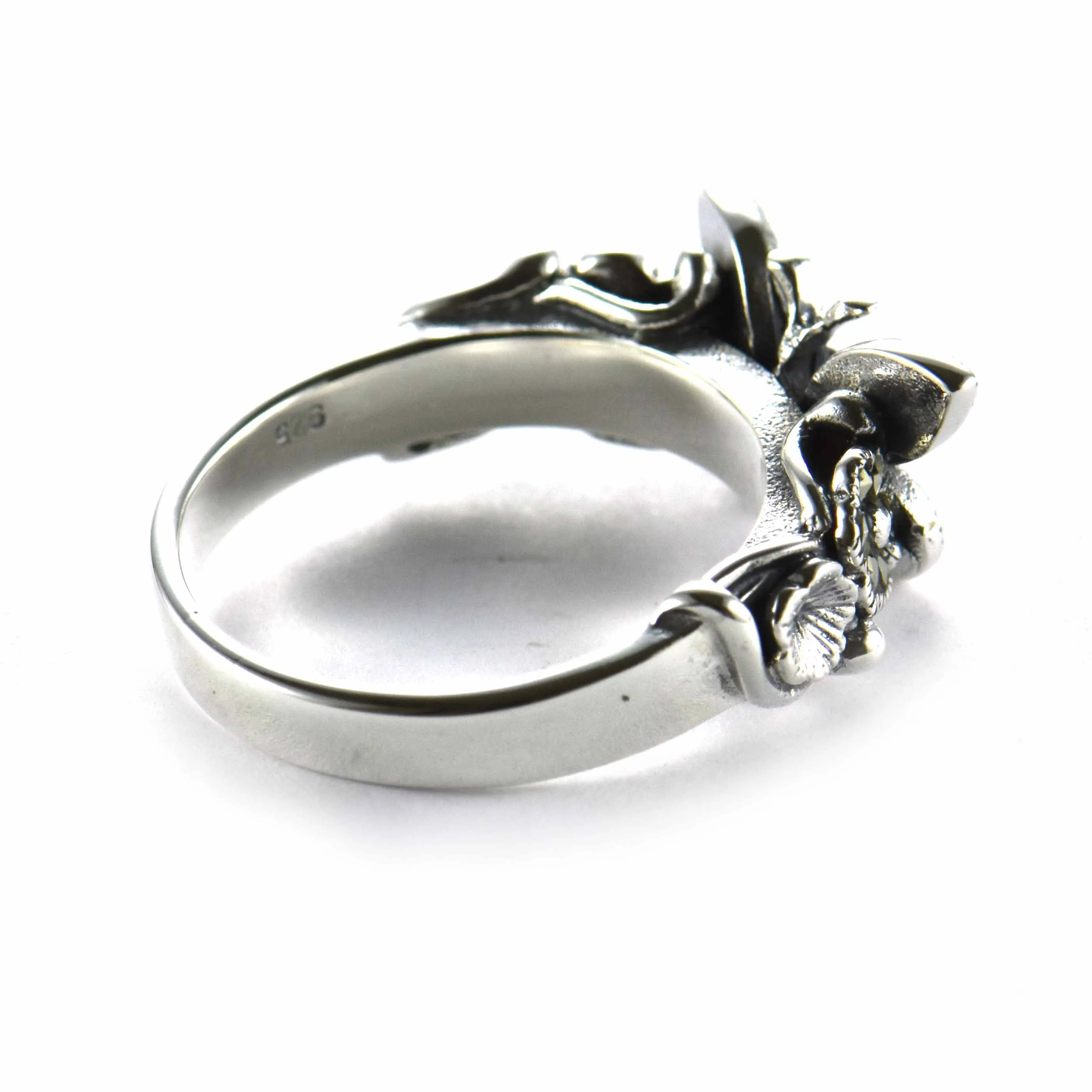 Butterfly silver ring with marcasite