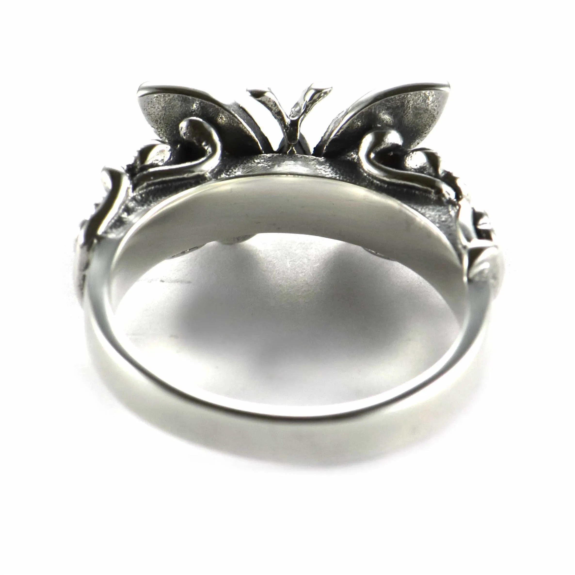 Butterfly silver ring with marcasite