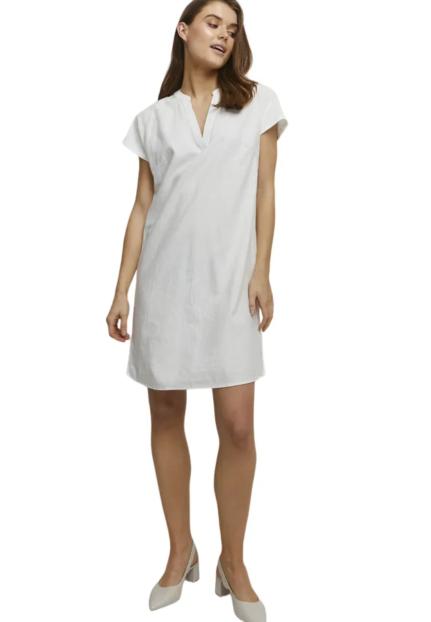 b.young Vestito da donna con scollo a V misto lino Byfalakka V Neck Dress 20811336 114800 off white