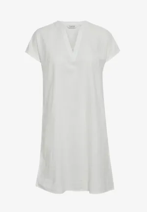 b.young Vestito da donna con scollo a V misto lino Byfalakka V Neck Dress 20811336 114800 off white