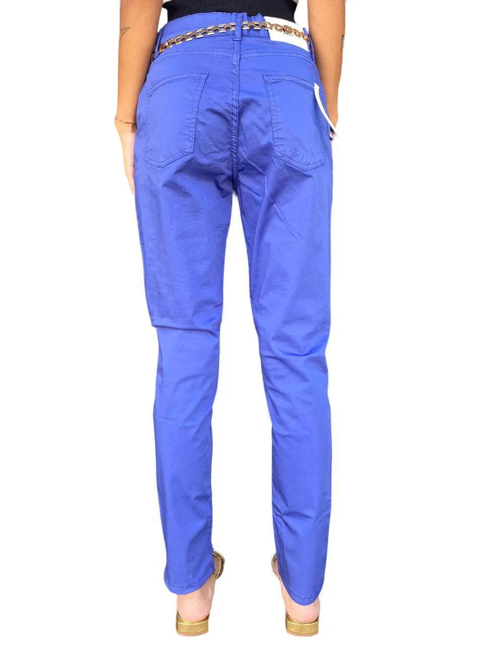 CafèNoir pantalone aderente in tinto capo C7JP0169 B055 azzurro