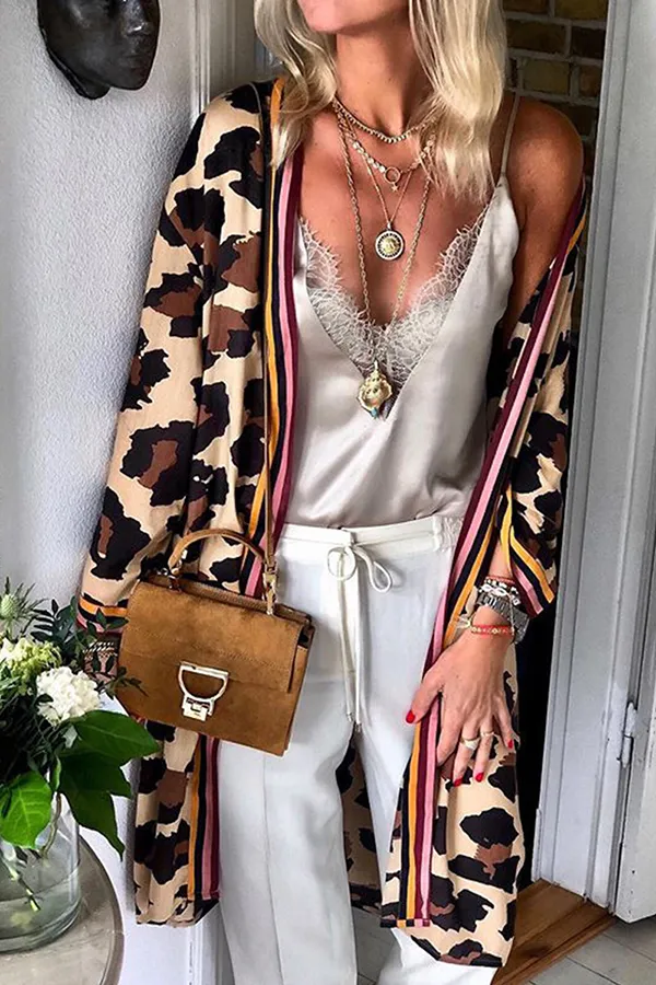 Casual Striped Leopard Patchwork