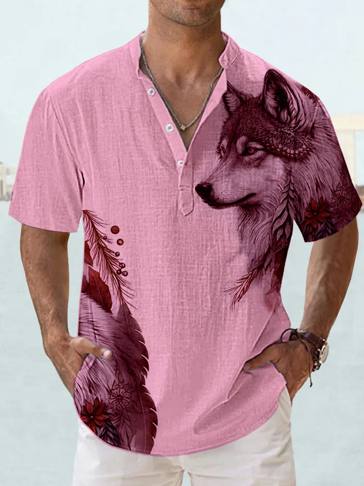 Casual Wolf Graphic Shirt
