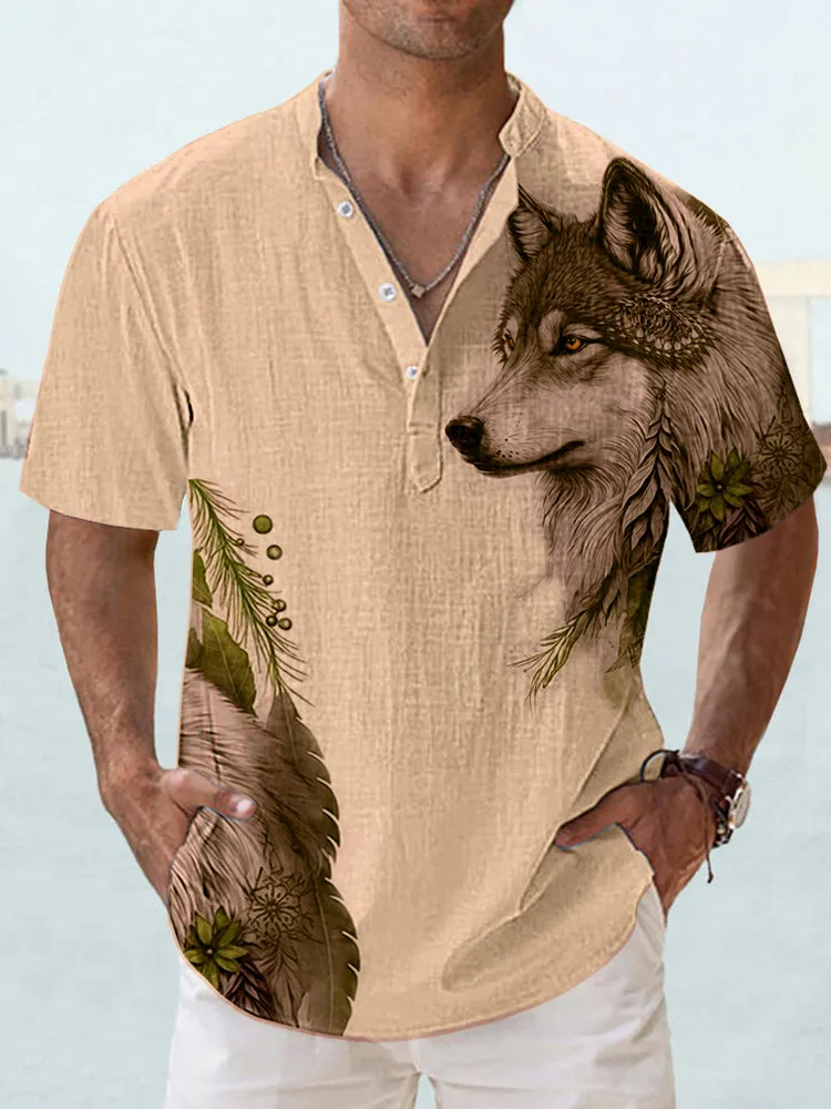 Casual Wolf Graphic Shirt