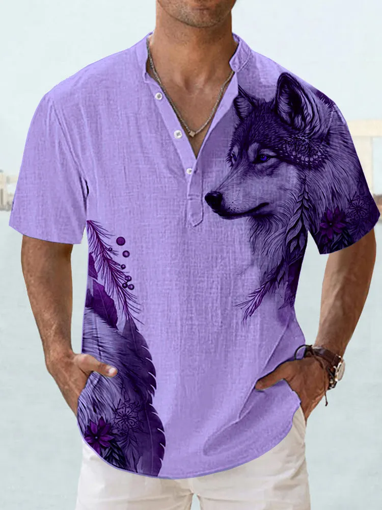 Casual Wolf Graphic Shirt