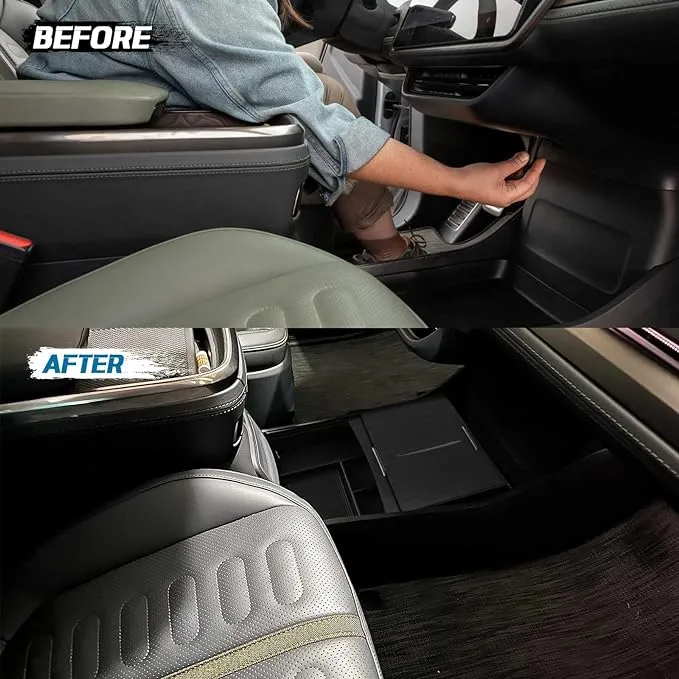 Center Console Organizer for Rivian Cup Holder - Tesmirror Lower Center Console Organizer Tray for Rivian R1T R1S 2022 2023 2024 Accessories Closed Storage Box ABS Material Dustproof 𝗡𝗲𝘄 𝗠𝗼𝗱𝗲𝗹