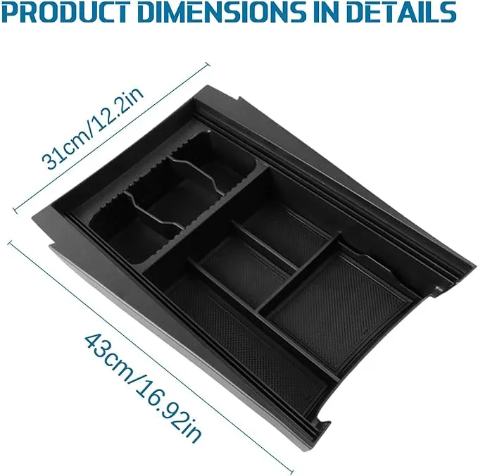 Center Console Organizer for Rivian Cup Holder - Tesmirror Lower Center Console Organizer Tray for Rivian R1T R1S 2022 2023 2024 Accessories Closed Storage Box ABS Material Dustproof 𝗡𝗲𝘄 𝗠𝗼𝗱𝗲𝗹
