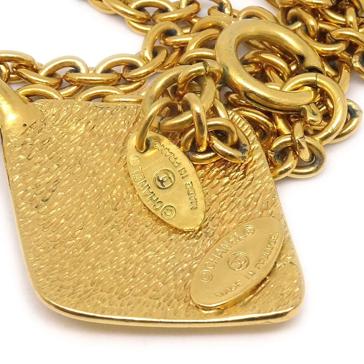 CHANEL 1986-1994 Diamond Shape Gold Chain Necklace 27436