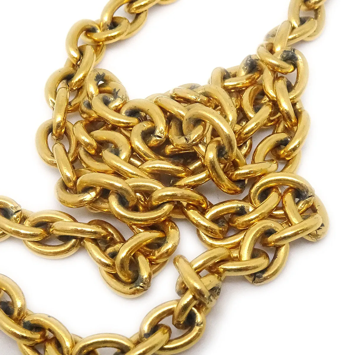 CHANEL 1986-1994 Diamond Shape Gold Chain Necklace 27436