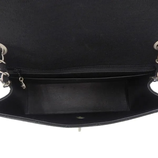 CHANEL Around 1998 Made Cotton Classic Flap Chain Bag Black