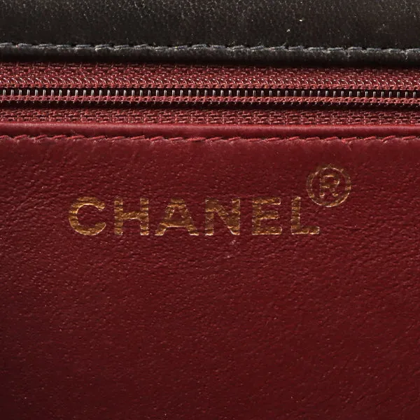 Chanel Around 1998 Made Full Flap Cc Mark Plate Chain Bag Black