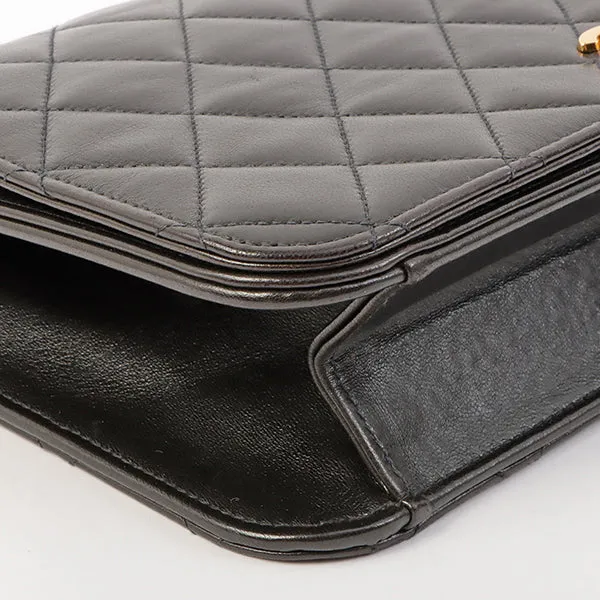 Chanel Around 1998 Made Full Flap Cc Mark Plate Chain Bag Black