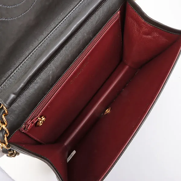 Chanel Around 1998 Made Full Flap Cc Mark Plate Chain Bag Black