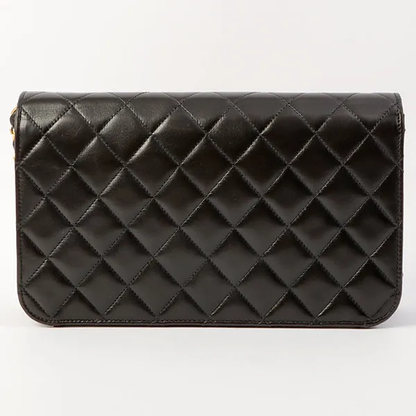 Chanel Around 1998 Made Full Flap Cc Mark Plate Chain Bag Black