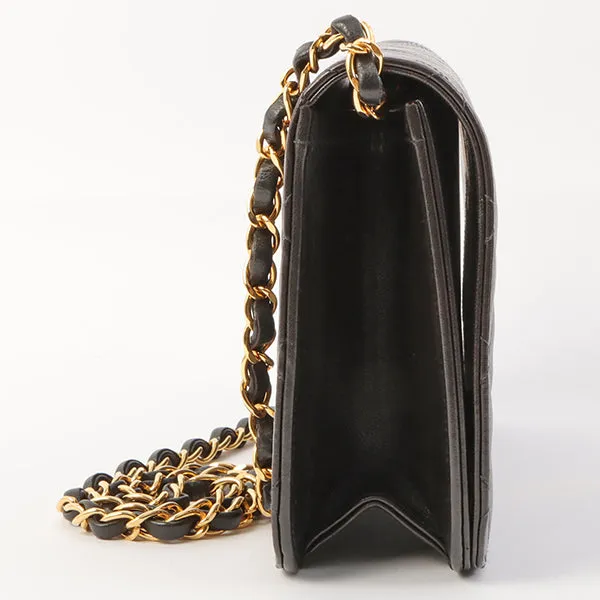 Chanel Around 1998 Made Full Flap Cc Mark Plate Chain Bag Black