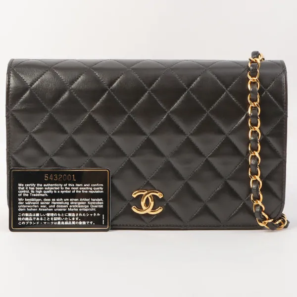 Chanel Around 1998 Made Full Flap Cc Mark Plate Chain Bag Black