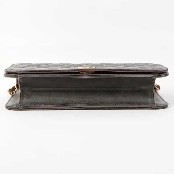 Chanel Around 1998 Made Full Flap Cc Mark Plate Chain Bag Black