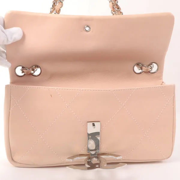 Chanel Around 2005 Made Wild Stitch Big Cc Mark Plate Chain Bag Baby Pink